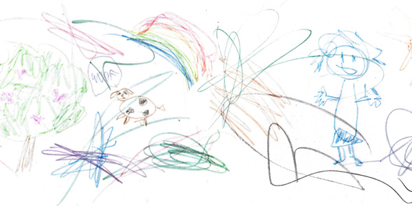 children's crayon scribbles and drawings