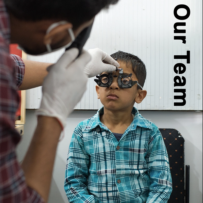 A child gets his eyes tested 